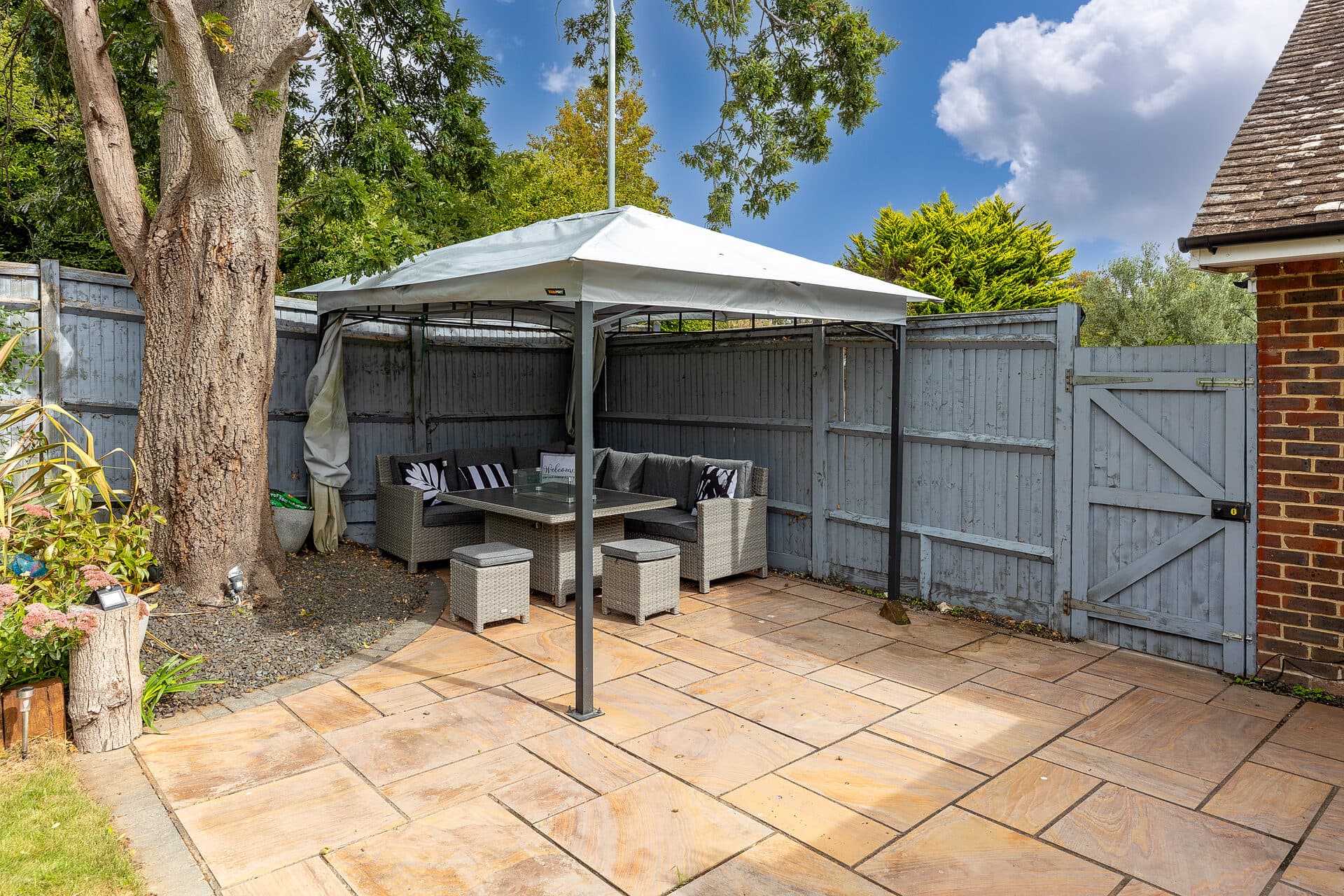 Garden patio and gazebo seating area