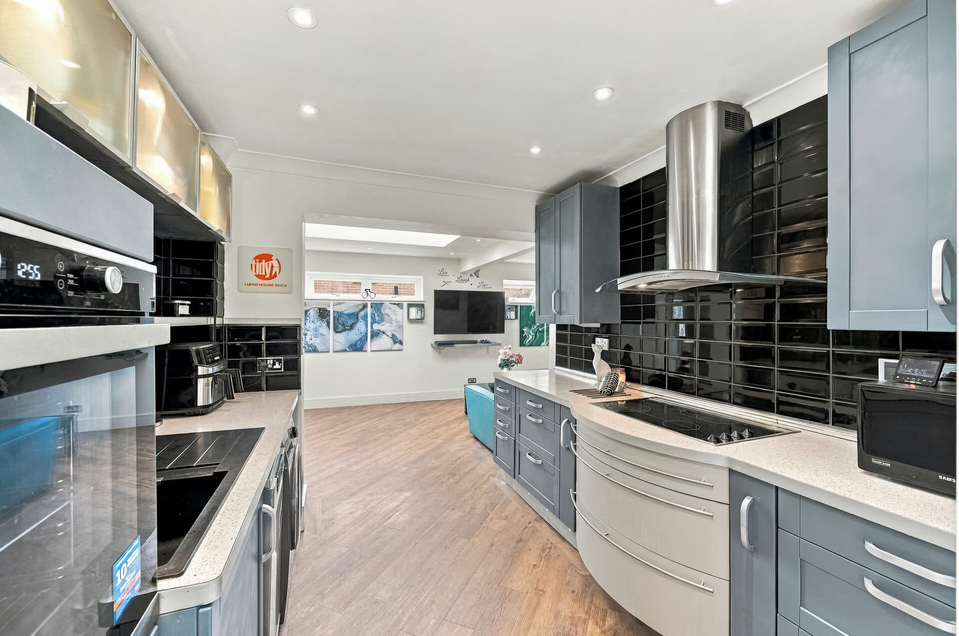Open-plan kitchen with island seating